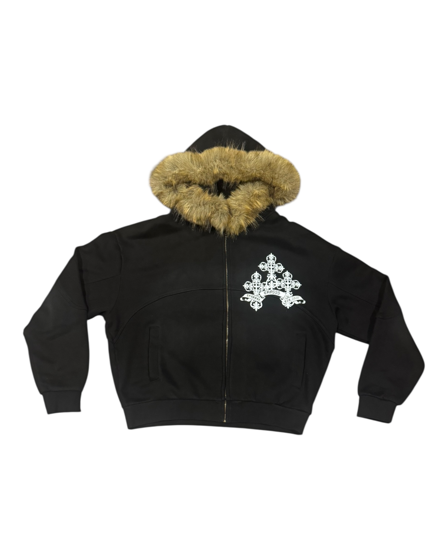 Crosss Detachable Faux-Fur Bomber Hoodie