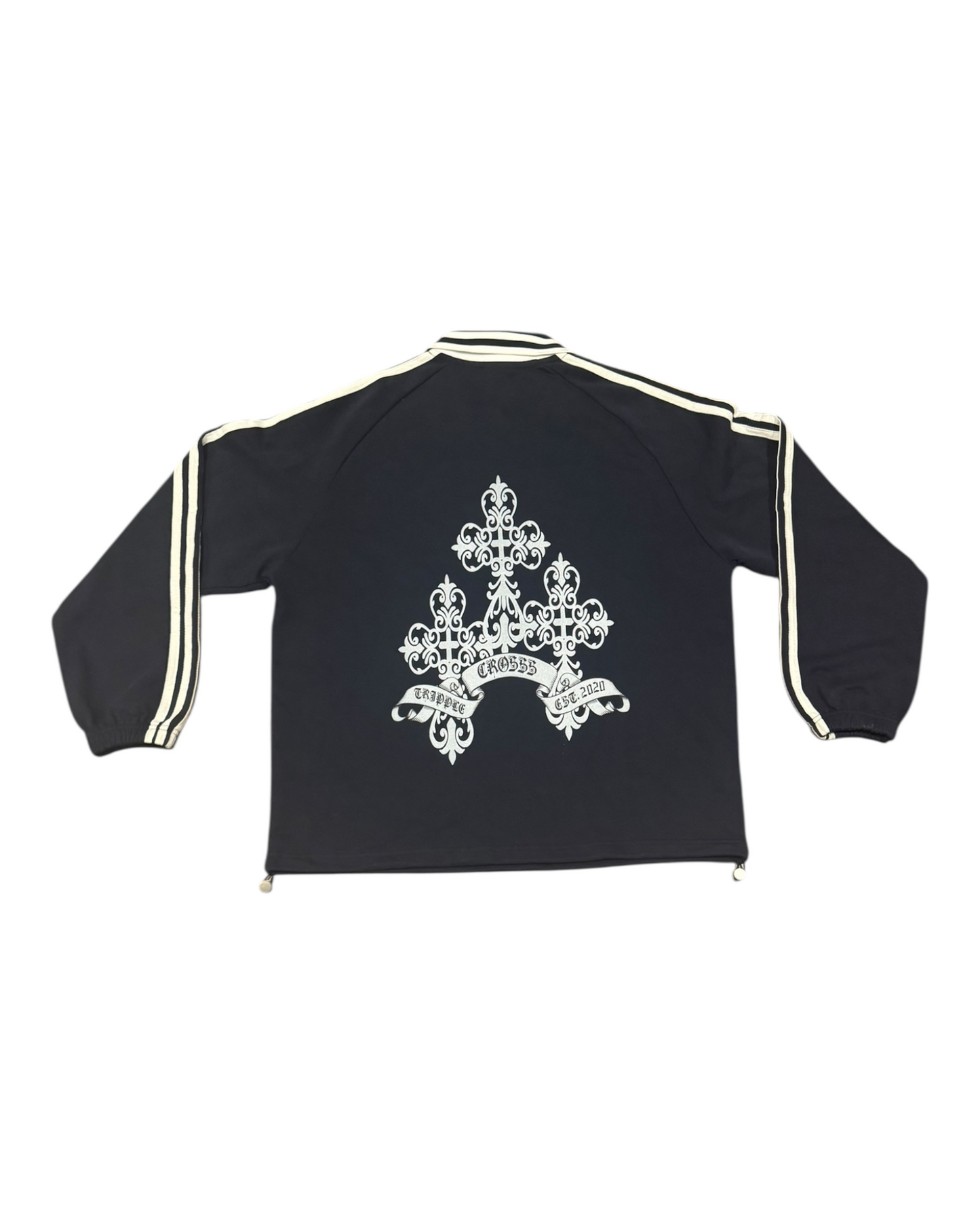 Crosss Striped Collared Sweatshirt