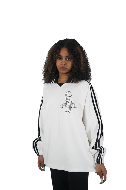 Crosss Striped Collared Sweatshirt