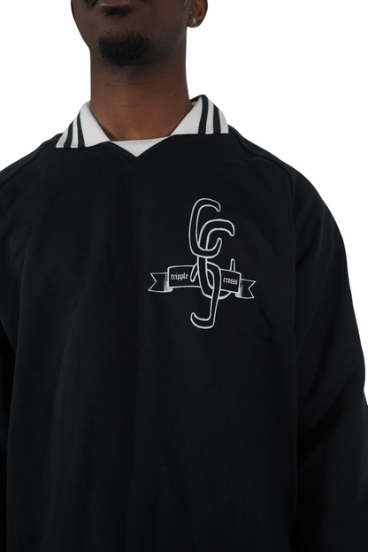 Crosss Striped Collared Sweatshirt