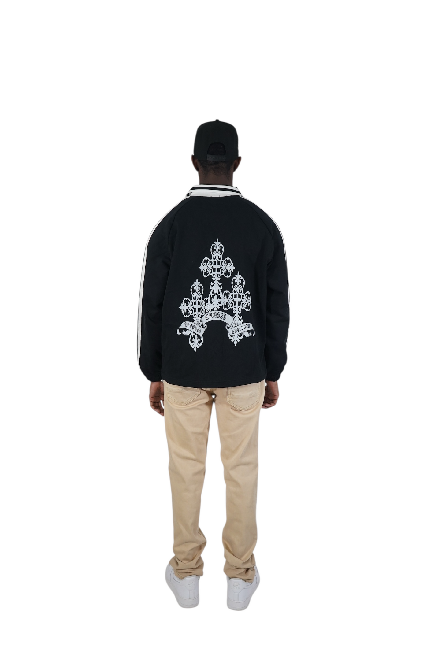 Crosss Striped Collared Sweatshirt